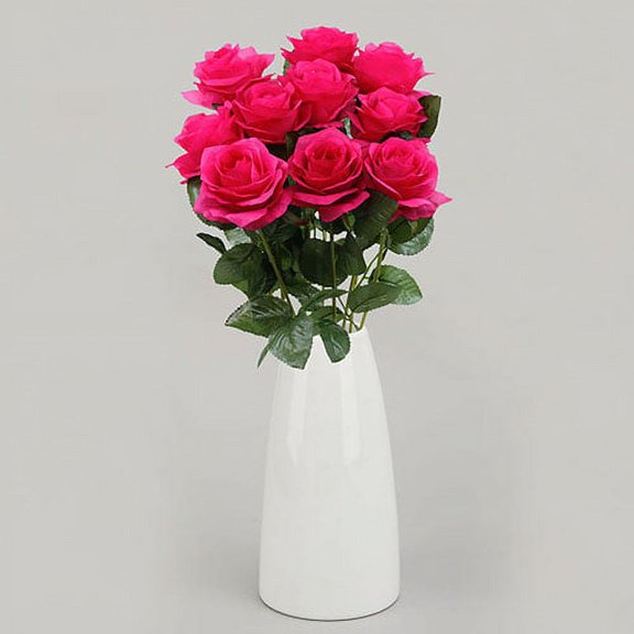HEVIRGO 1 Pc Artificial Flower Fake Rose Wedding Bridal Party Home Garden Decoration, Rose-Red