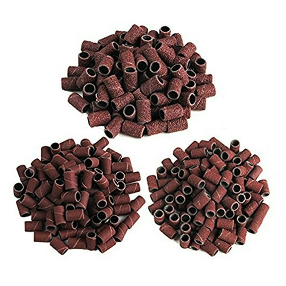 HEVIRGO 100 Pcs Sanding Band Drill File Machine Bits Grinding Ring Nail Art DIY Tool Set Sand