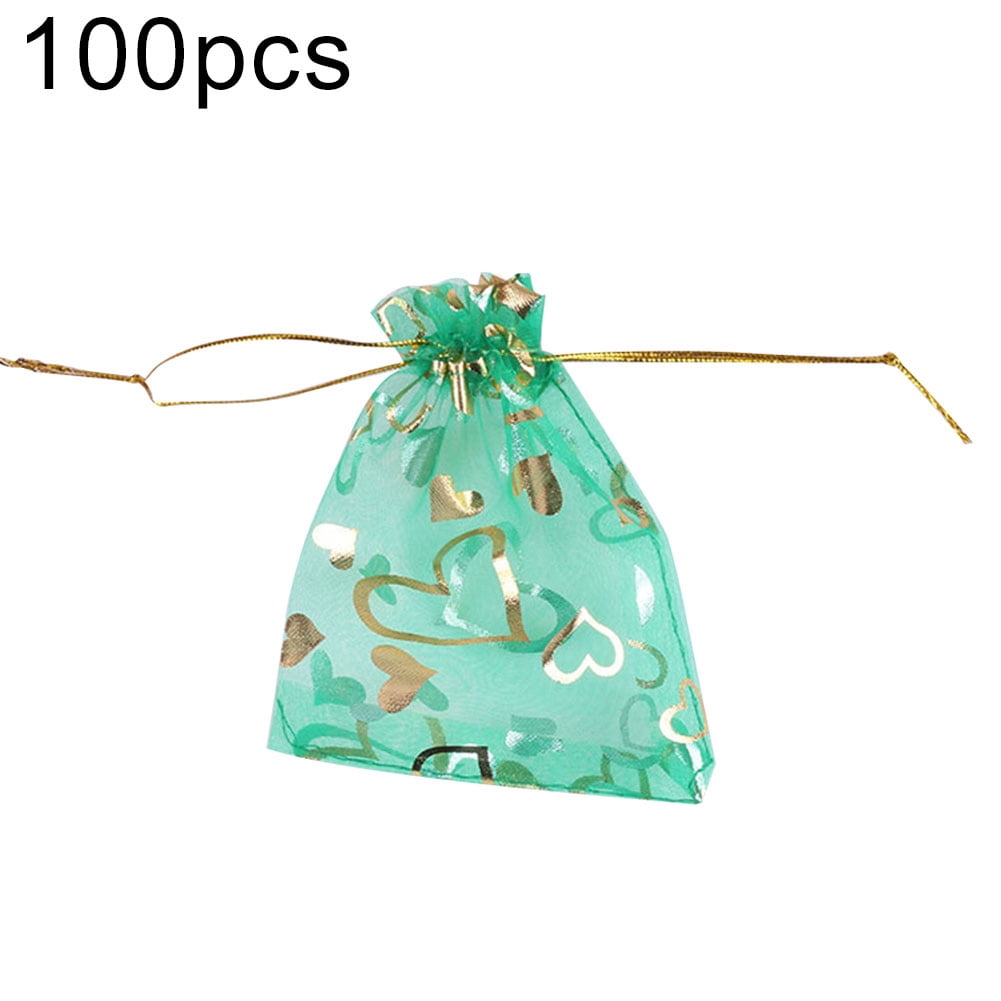 HEVIRGO 100Pcs Sweet Heart Print Drawstring Candy Bag Wedding Party ...