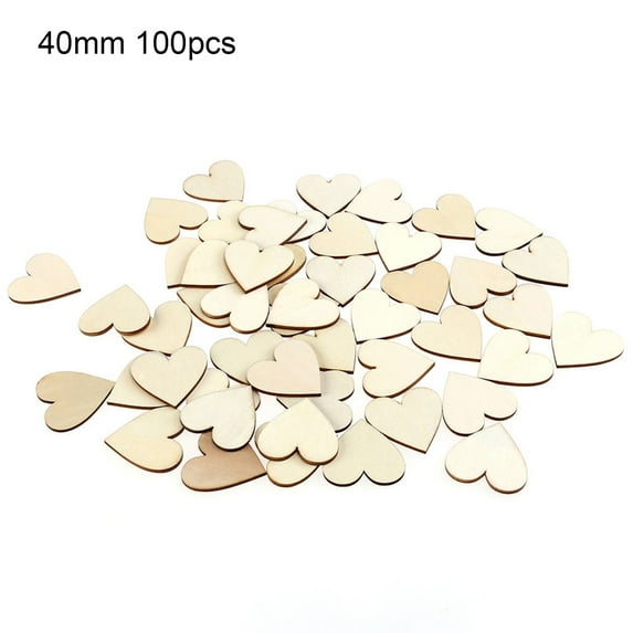 HEVIRGO 100Pcs Wooden Love Heart Shape Embellishment Plaques Wedding Craft 20/30/40mm Blue Wood