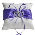 thumbnail image 1 of HEVIRGO 10x10cm Romantic Bridal Wedding Ring Pillow Double Heart Ribbon Cushion Decor Purple Silk Polyester, 1 of 8