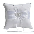 thumbnail image 1 of HEVIRGO 10x10cm Romantic Bridal Wedding Ring Pillow Double Heart Ribbon Cushion Decor White Silk Polyester, 1 of 7