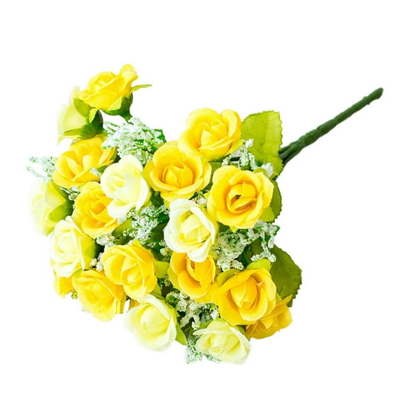 HEVIRGO 11PCS Artificial Flower Vivid Cloth Beautiful Simulation Rose for Party,Yellow