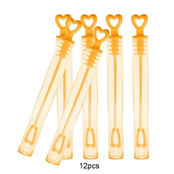 HEVIRGO 12Pcs Heart Empty Bubble Soap Bottles Maker Wedding Party Decorations Kids Toy Orange Plastic
