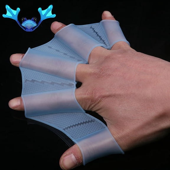 HEVIRGO 2 Pairs Swimming Finger Webbed Gloves Silicone Flippers Fins Paddle Frog Hand Accessory