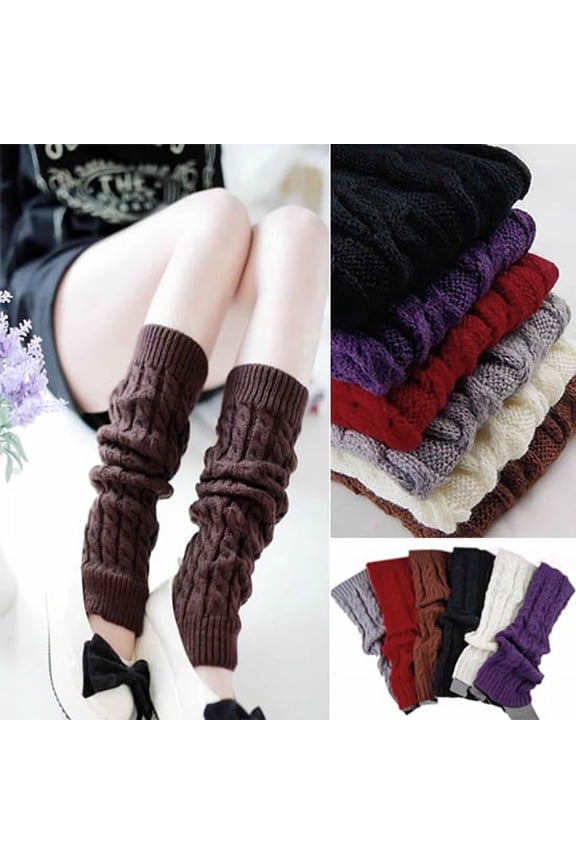 2 Pairs Women's Crochet Cable Knit Braided Winter Leg Warmers Boot Cuffs Toppers Socks