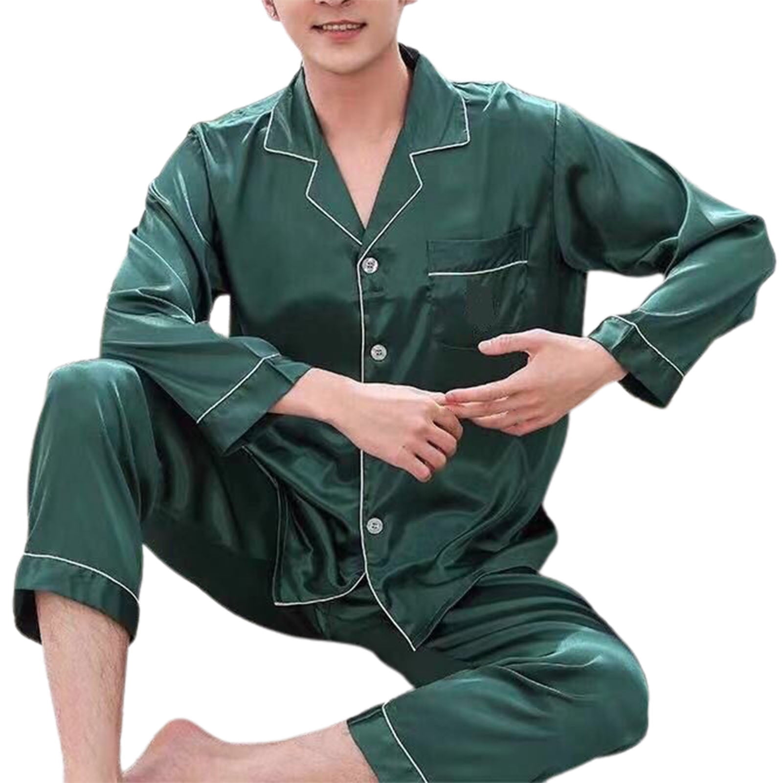 Mens green silk pajamas sale