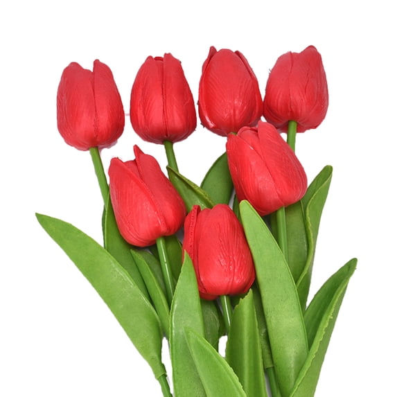 HEVIRGO 20Pcs Artificial Tulips Lifelike Realistic Plastic Faux Silk Floral Simulation for Home,Red