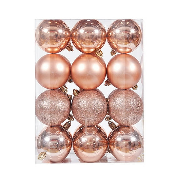 HEVIRGO 24Pcs Christmas Balls Bright Color Matte Finish Smooth Surface Shatterproof Wide Application Enhance Atmosphere PS Material Xmas Tree Glitter Balls Christmas Party Ornament - Rose Gold 3cm