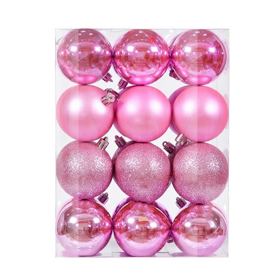 HEVIRGO 24Pcs Christmas Balls Bright Color Matte Finish Smooth Surface Shatterproof Wide Application Enhance Atmosphere PS Material Xmas Tree Glitter Balls Christmas Party Ornament for Home - Pink 3cm
