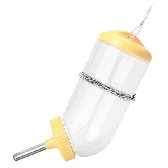 HEVIRGO 250/500ml Pet Rabbit Dog Hamster Hanging Auto Water Bottle Dispenser Feeder Yellow Plastic + Stainless Steel