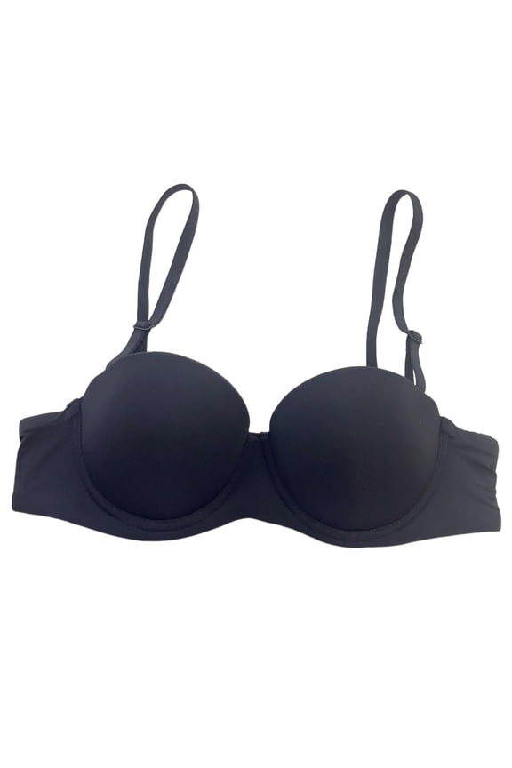 2PCS Underwear with Underwire Half Cup Adjustable Removable Shoulder Strap Double Row Buckle Push Up Solid Color Women Bra Inside Clothing,Black,38B