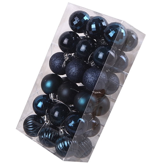36Pcs 4cm Christmas Pendant Electroplating Fine Workmanship with Hanging Hole Colorfast Unbreakable Xmas Ornament Accessory Hanging Christmas Tree Decoration Baubles for Party - Navy Blue 4cm