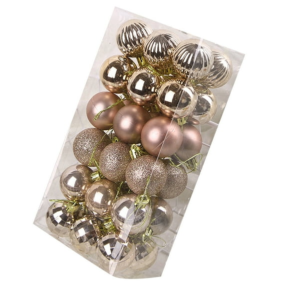 HEVIRGO 36Pcs 4cm Christmas Pendant Electroplating Fine Workmanship with Hanging Hole Colorfast Unbreakable Xmas Ornament Accessory Hanging Christmas Tree Decoration Baubles for Party - Rose Gold 4cm