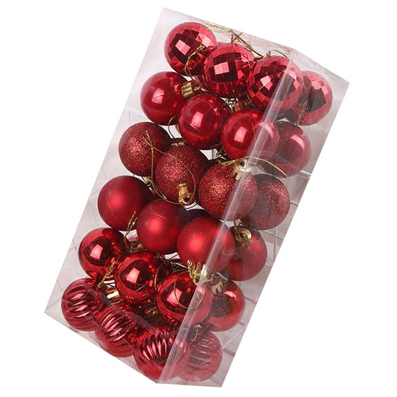 HEVIRGO 36Pcs 4cm Christmas Pendant Electroplating Fine Workmanship with Hanging Hole Colorfast Unbreakable Xmas Ornament Accessory Hanging Christmas Tree Decoration Baubles for Party - Red 4cm