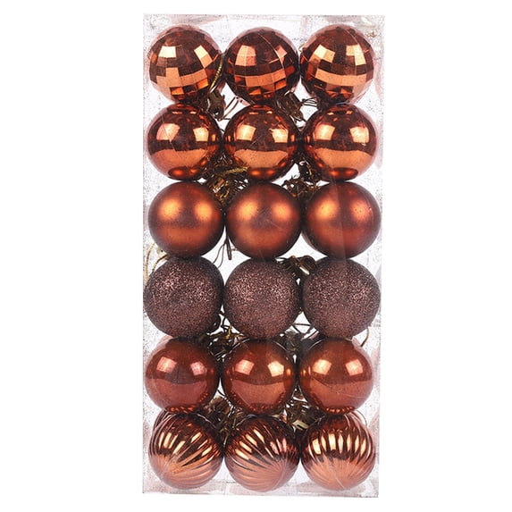 HEVIRGO 36Pcs 4cm Christmas Pendant Electroplating Fine Workmanship with Hanging Hole Colorfast Unbreakable Xmas Ornament Accessory Hanging Christmas Tree Decoration Baubles for Party - Coffee 4cm