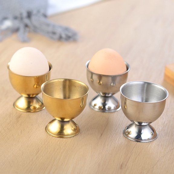 HEVIRGO 40ml Stainless Steel Egg Cups Holder Soft Stand For Boiled Tabletop Cup Kitchen Tool Set Round Silver Eggs Cup Holde