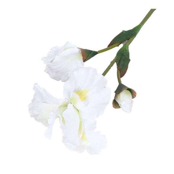 HEVIRGO 4PCS Artificial Iris Branch with Stem Green Leaves Home Wedding Party Faux Flower Floral Arrangement Indoor Outdoor Decoration Photo Props ,White