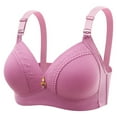 thumbnail image 1 of HEVIRGO 4PCS Women Bralette No Underwire Padded Wide Straps Solid Color Breathable Push Up Full Cover Middle-aged Ladies Wireless Bra ,Purple,46C, 1 of 8