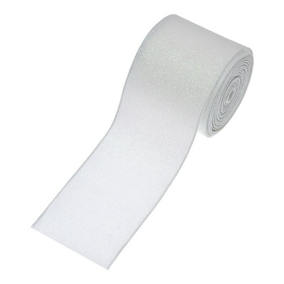 HEVIRGO 4cm/6cm Christmas Ribbon Glitter High Gloss Multi-colors Tear-resistant Anti-fade Gift Packing Scene Layout Large Bowknot Making Xmas Tree Ribbon Party Supplies - White 4cm