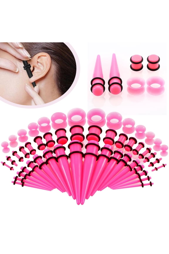 50Pcs Three-piece Suit Ear Expander, Double O-Rings Flared Tunnels Hypoallergenic Body Piercing Jewelry Set Tapers And Plugs Silicone Tunnels Perfect Gift
