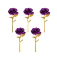 thumbnail image 1 of HEVIRGO 5Pcs Gold Foil Rose Plated Artificial Flowers Valentine Day Gift Wedding Decor Purple Gold Foil Paper Plastic, 1 of 8