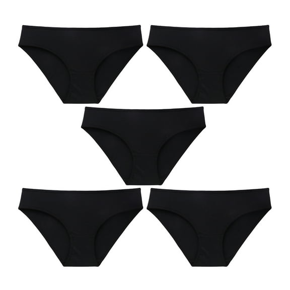 HEVIRGO 5Pcs Women Briefs Mid-rise Breathable Underwear Double-Layer Cotton Crotch Panties Daily Wear