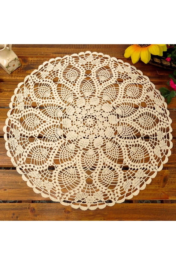 60cm Cotton Hand Crochet Round Lace Hollow Out Tablecloth Table Cloth Cover Cotton