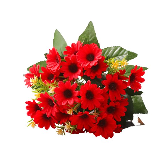 HEVIRGO 7PCS Artificial Flower Good Detail Realistic No Wither No Watering Long-lasting Fake Rose Photo Prop Table Centerpiece Wedding Party Decor Supplies,Red