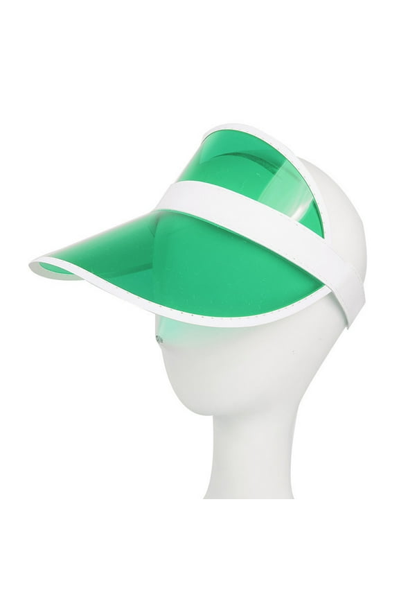 7PCS Fashion Summer Outdoor Sports Sun Protection Cap Unisex Clear Plastic Visor Hat,Green