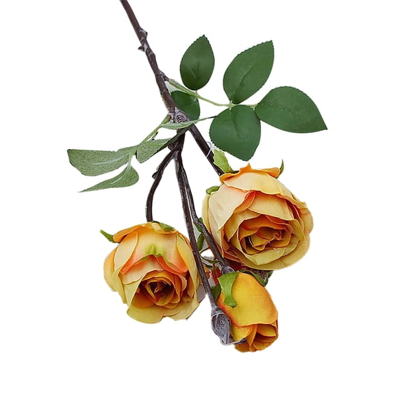 HEVIRGO 7PCS Imitation Rose No-watering Realistic No Withering Anti-fade Multi-fork DIY Easy Care Multi-layer Petals Real Touch Artificial Rose Wedding Supply,Yellow