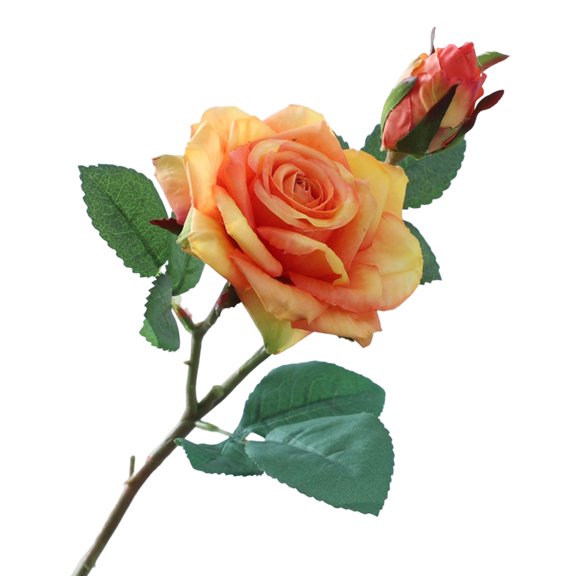 HEVIRGO 7PCS Imitation Rose Real Touching No Withering Fresh Keeping 2 Heads Faux Silk Flower Home Decor ,Orange