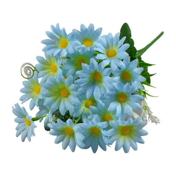 HEVIRGO 7PCS No Watering Non-Wither Realistic 20 Heads Faux Flower Artificial Silk Chrysanthemum Flower Simulation Bouquet Home Decor,Blue