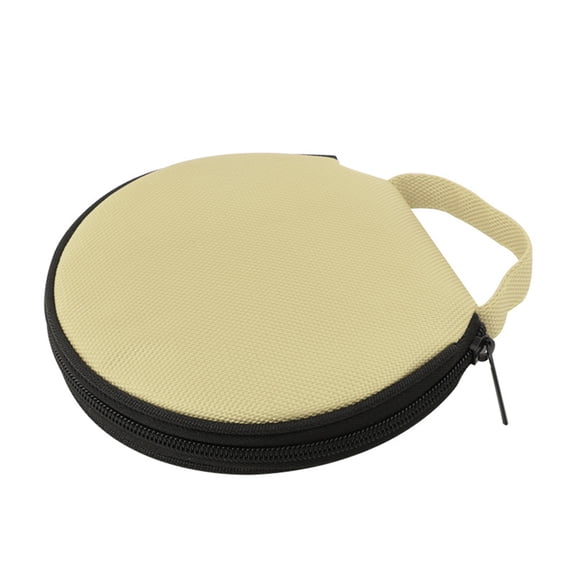 HEVIRGO 7PCS Solid Color Round Oxford Cloth Car Home 20 Disc CD Storage Bag Case Zipper Pouch,Beige