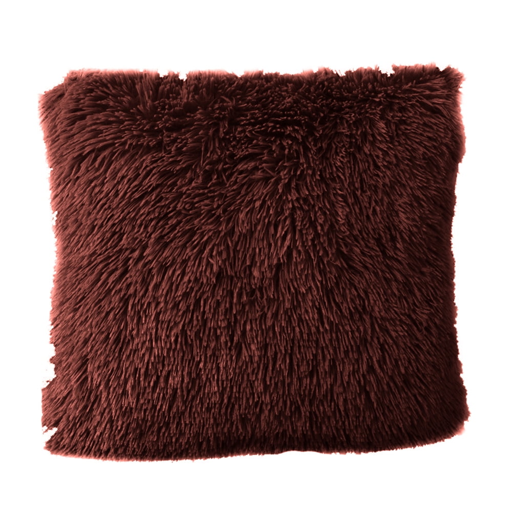 HEVIRGO 7PCS Warm Soft Fluffy Throw Pillow Case Cover Cushion Home Bed Sofa Car Decoration,Brown