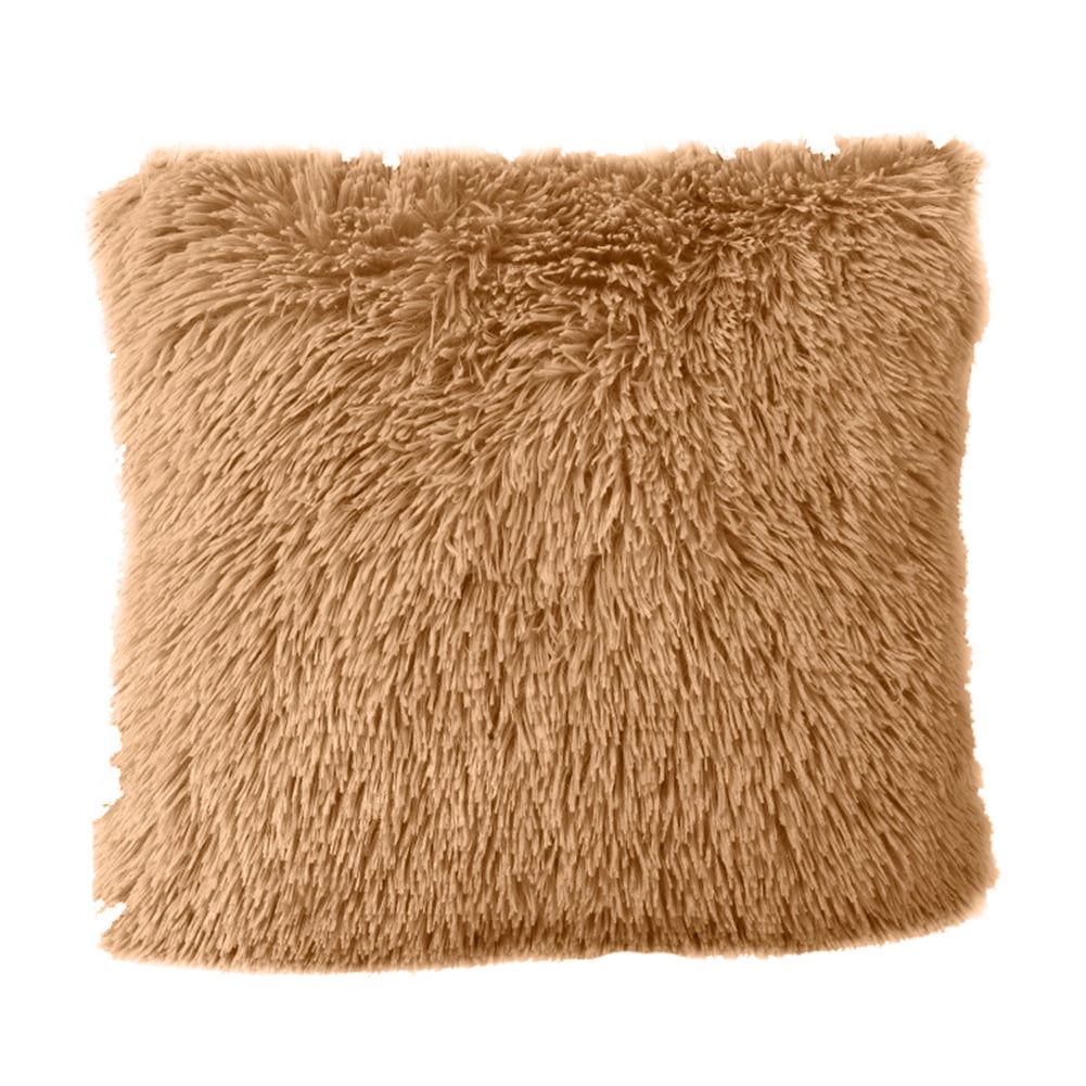 HEVIRGO 7PCS Warm Soft Fluffy Throw Pillow Case Cover Cushion Home Bed Sofa Car Decoration,Khaki