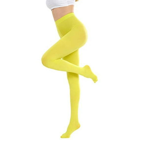 HEVIRGO 7PCS Women Pantyhose High Waist Solid Color High Elasticity Skinny Thin Candy Color Anti-slip Cosplay Performance Tights Work Daily Wear Long Stockings ,Yellow