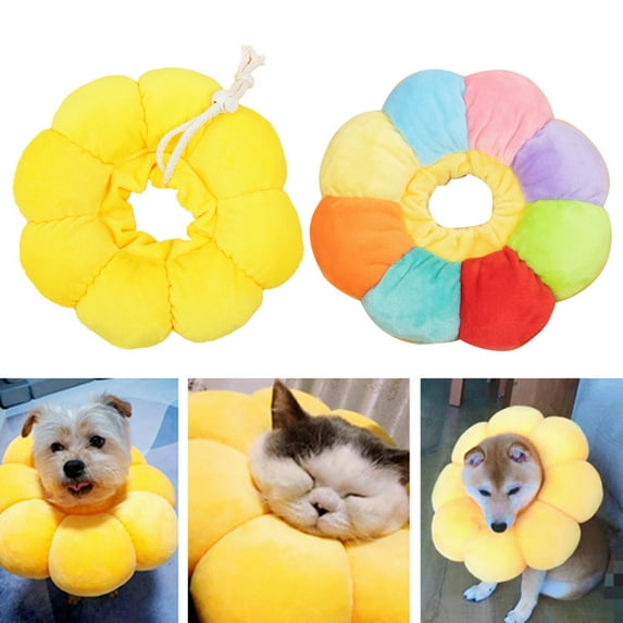 HEVIRGO Adjustable Sunflower Shape Pet Cat Dog Circle Collar Neck Cone Protection Supply
