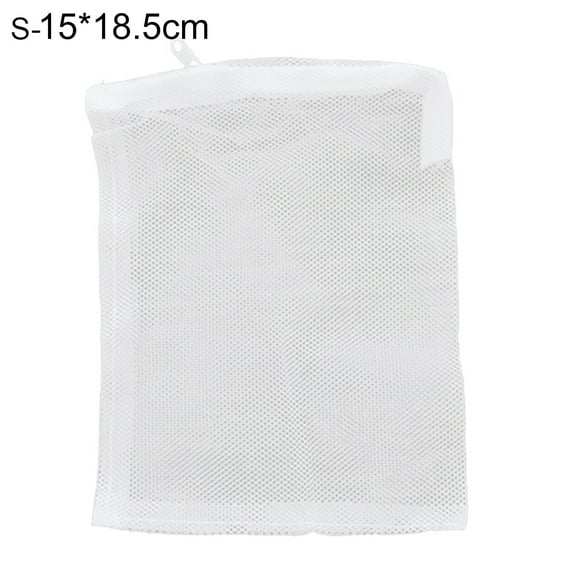 HEVIRGO Aquarium Filter Mesh Net Bag Fish Tank Pond Filtration Media Zippered Pouch White Nylon