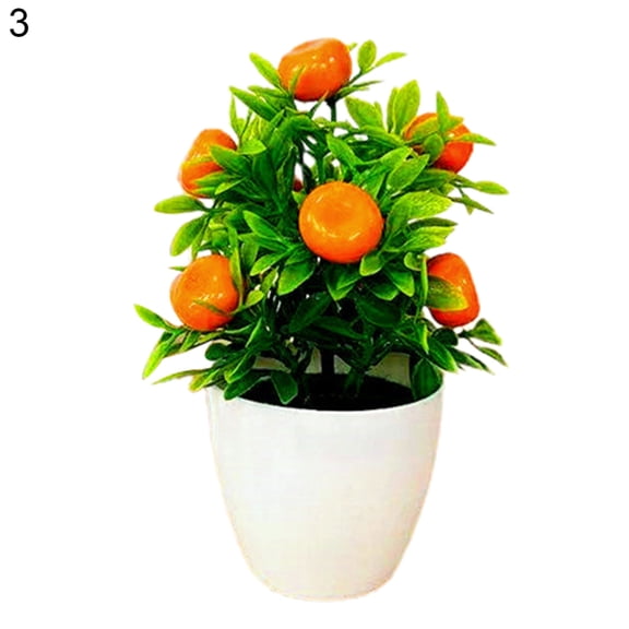 HEVIRGO Artificial Fruit Bonsai Mini Orange Pomegranate Tree Windowsill Decor Plastic Courtyard Simulated Plants Bonsai for Home