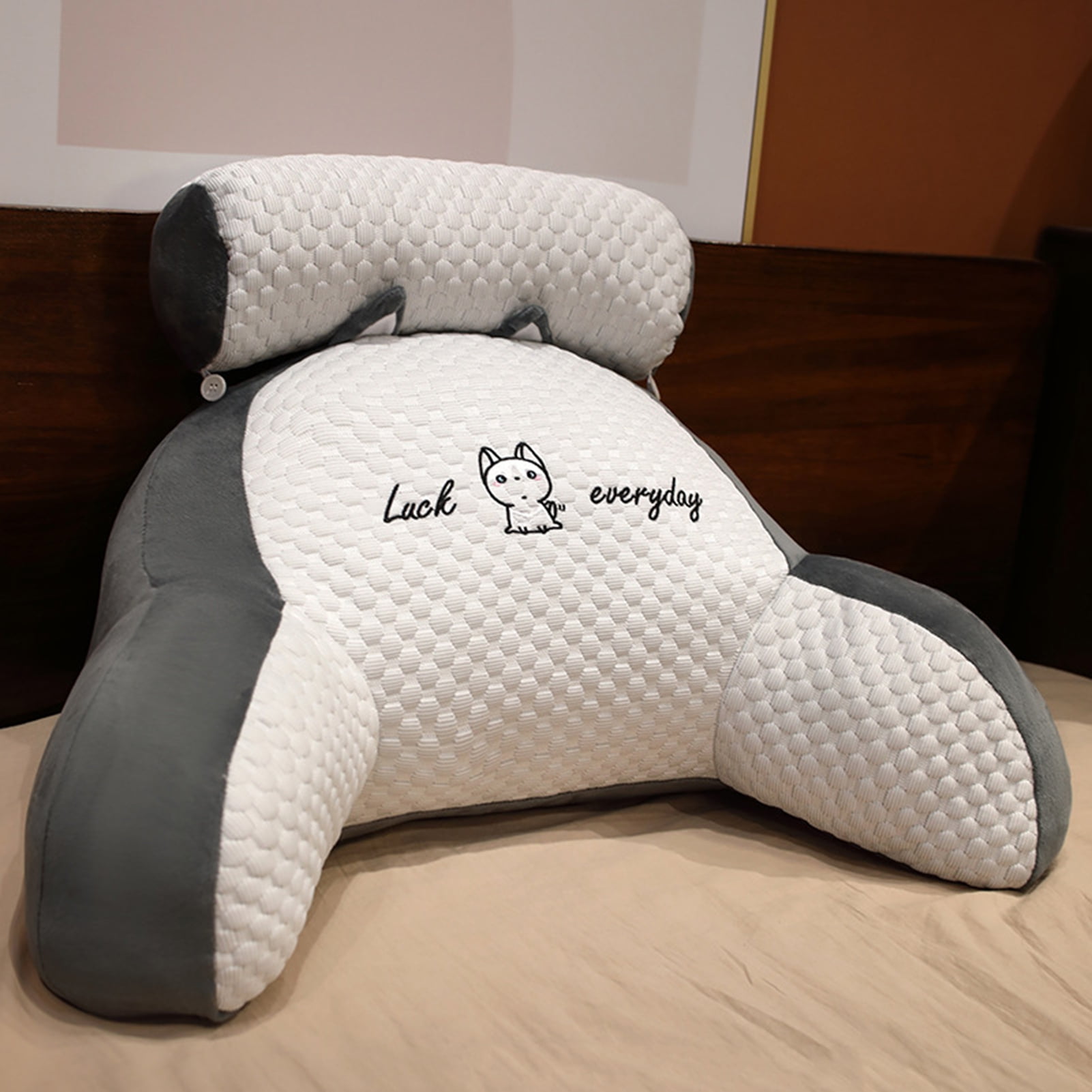 HEVIRGO Bed Rest Reading Backrest Pillow with Arm Bahrain Ubuy