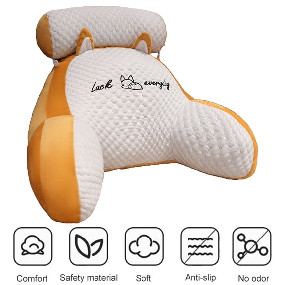 HEVIRGO Bed Rest Reading Backrest Pillow with Arm Support, Cartoon Print Detachable Support Sofa Couch Pillow Cushion