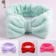 thumbnail image 1 of HEVIRGO Birght Color High Elasticity Makeup Headband Skin-touch Bowknot Coral Fleece Hair Band Hair Accessories(Red), 1 of 10