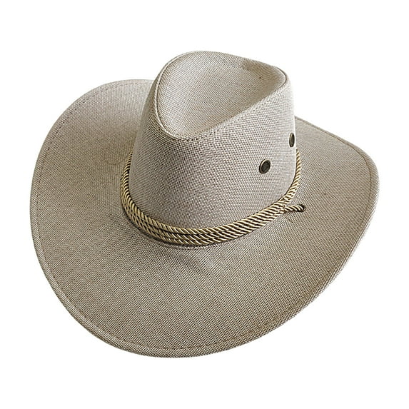 HEVIRGO Breathable Cowboys Hat Sunscreen Wide Brim Sweat-wicking Panama Hat Outdoor Supplies White Straw