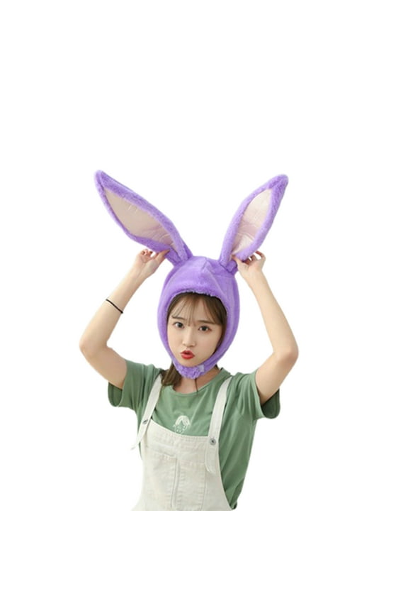 Bunny Ears Hat Hook Loop Closure Photo Props Plush Hood Hat With Earflaps for Party