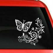 HEVIRGO Butterfly Flower Car-Styling Vehicle Body Window Reflective Decals Sticker Decor,25cm x 25cm