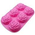thumbnail image 1 of HEVIRGO Cake Mold 3D Reusable 6-Cavity Non-stick Rose Flower Shape Fondant Mould for Kitchen Pink Silicone, 1 of 7