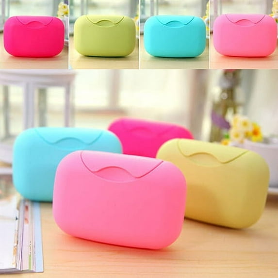 HEVIRGO Candy Color Travel Soap Dish Box Portable Case Holder Container Bathroom Tool Plastic