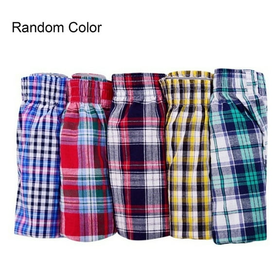 HEVIRGO Casual Plaid Print Elastic Waist Men Underwear Summer Beach Pants Boxers Shorts,Random Color L