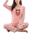 thumbnail image 1 of HEVIRGO Casual Women Cartoon Animal Print O Neck Top Long Pants Pajamas Sleepwear Set, 1 of 3